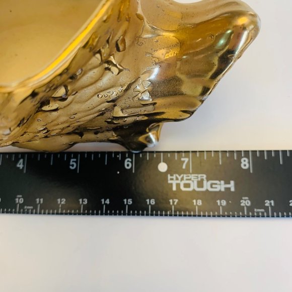 Gold Swan Planter Spring MCM 22 K Textured Ceramic 8" Vase Candy Dish Regency - Picture 11 of 12